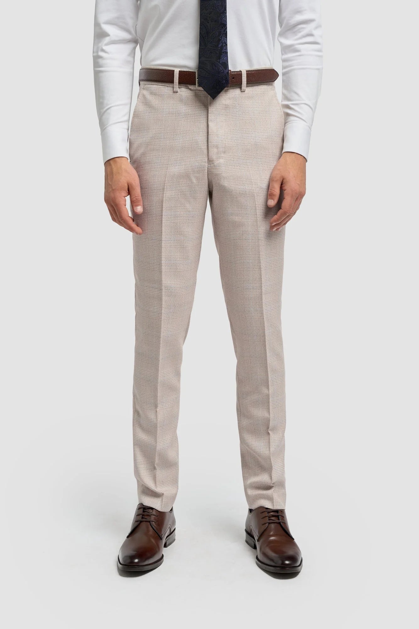 Caridi - Herren Tweed Beige Hochzeitshose