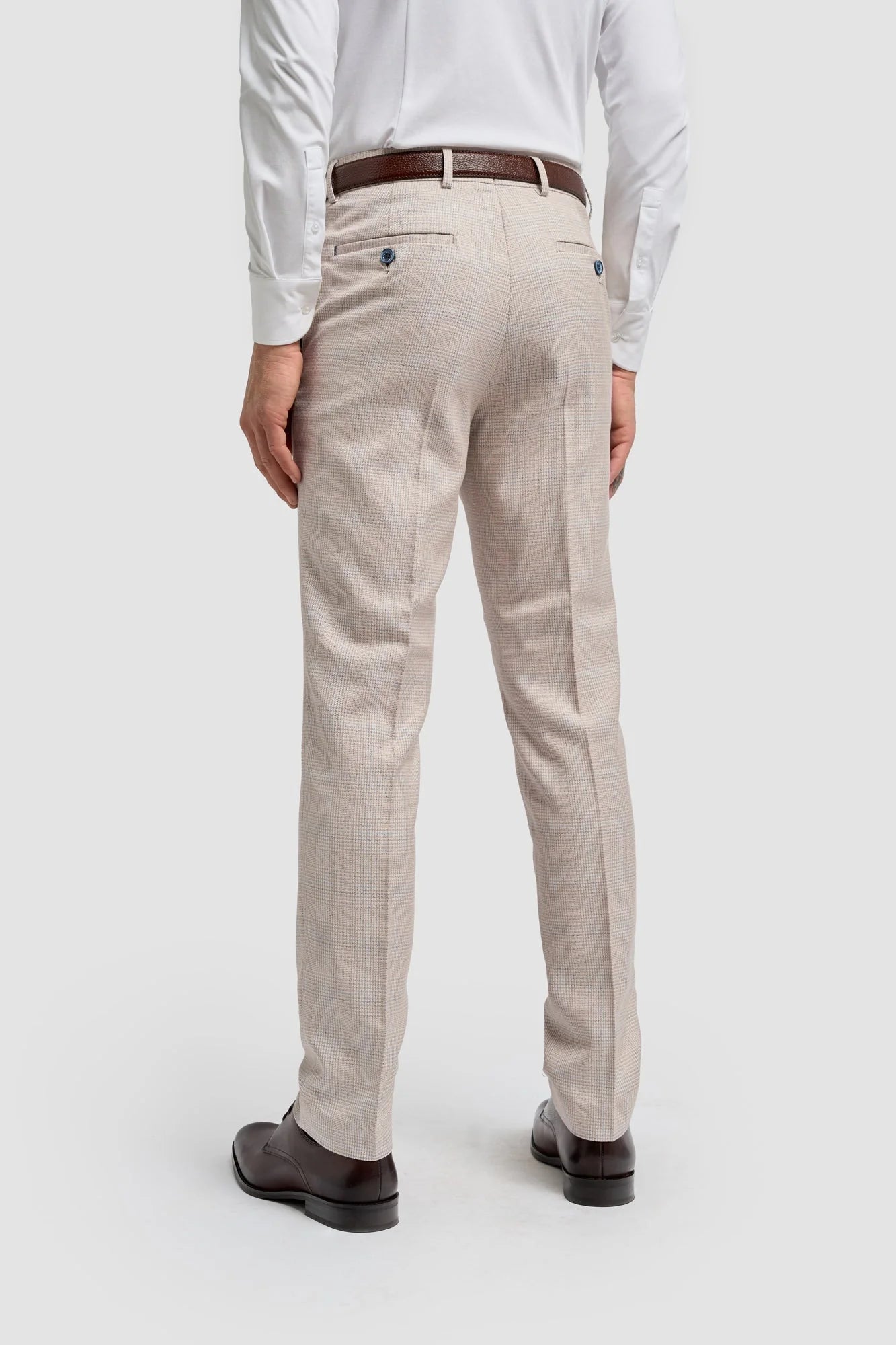 Caridi - Herren Tweed Beige Hochzeitshose