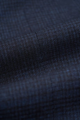 Marineblauer Herrenanzug mit Karomuster, 3-teilig, mit kontrastierender cremefarbener Weste