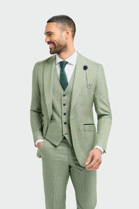 Caridi – Salbeigrün karierter Blazer im Tailored Fit für Herren