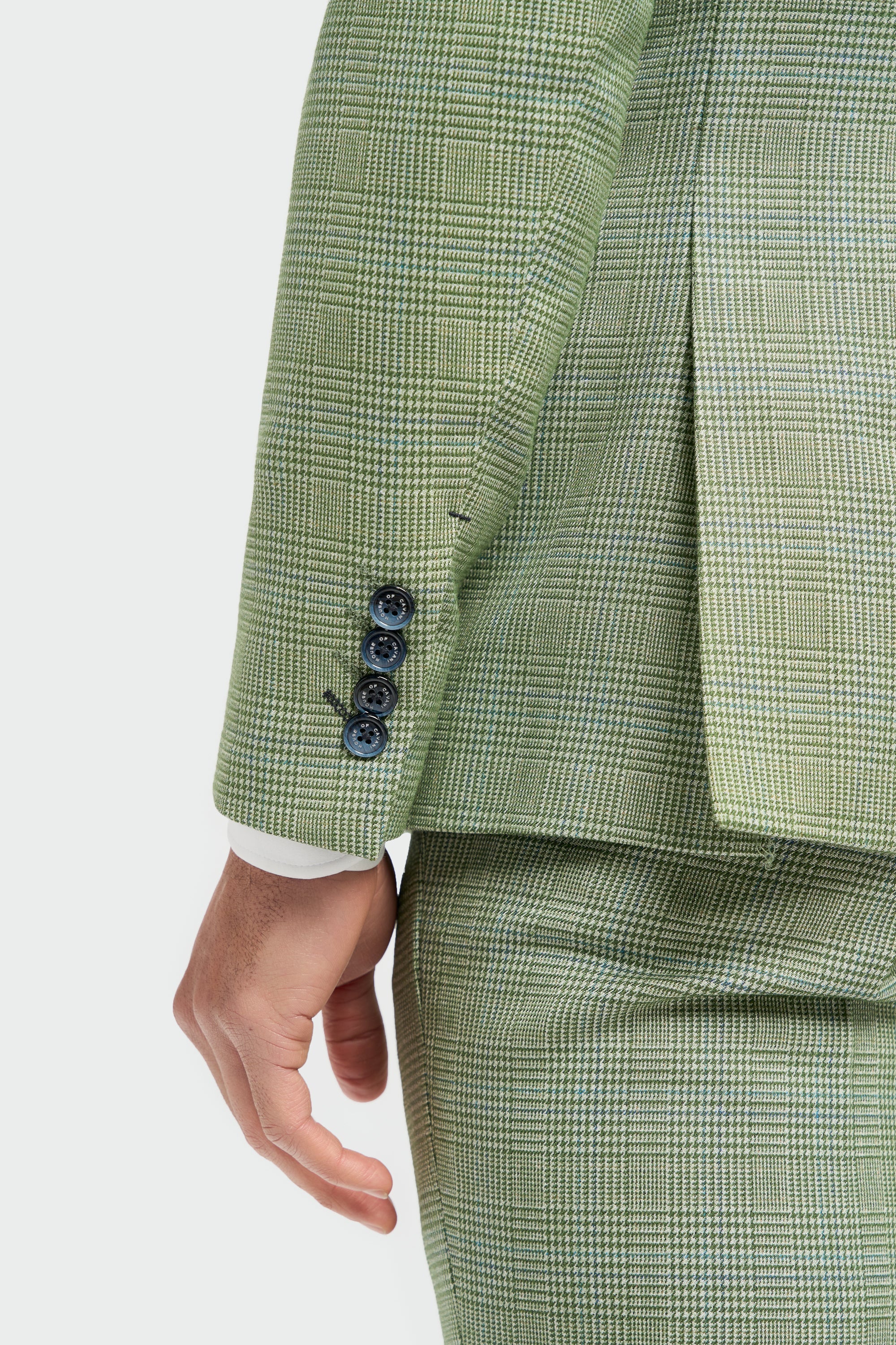 Caridi – Salbeigrün karierter Blazer im Tailored Fit für Herren