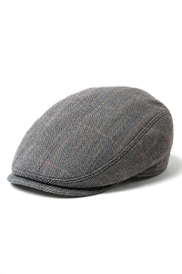 Cavani Albert Herren Tweed Schiebermütze – Fischgrätenmuster Tweed Wolle Grandad Flat Hats Vintage – Hellbraun/Anthrazit