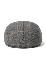 Cavani Albert Herren Tweed Schiebermütze – Fischgrätenmuster Tweed Wolle Grandad Flat Hats Vintage – Hellbraun/Anthrazit