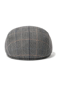 Cavani Albert Herren Tweed Schiebermütze – Fischgrätenmuster Tweed Wolle Grandad Flat Hats Vintage – Hellbraun/Anthrazit