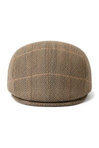 Cavani Albert Herren Tweed Schiebermütze – Fischgrätenmuster Tweed Wolle Grandad Flat Hats Vintage – Hellbraun/Anthrazit