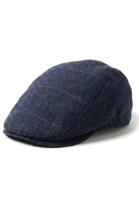 Cavani Kempson Schiebermütze – Herren Tweed Wolle Karo Grandad Hut Vintage – Olivgrün/Marineblau
