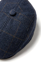 Cavani Kempson Schiebermütze – Herren Tweed Wolle Karo Grandad Hut Vintage – Olivgrün/Marineblau