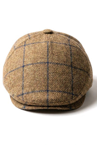 Cavani Kempson Schiebermütze – Herren Tweed Wolle Karo Grandad Hut Vintage – Olivgrün/Marineblau