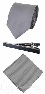 Cavani Satin Tie - Mens Matching Satin Silk Tie Hanky Hankerchief & Tie Clip Polka Dot Wedding Prom Office