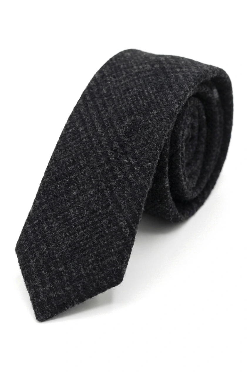 Vergleichen Sie Farben Herren Tweed Fischgrät Krawatte Einstecktuch Check Classic Schwarz Farbe