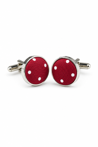 Gepunktete Wein Krawatte Geschenkset Einstecktuch Manschettenknöpfe Krawattennadel Polka Dot Satin