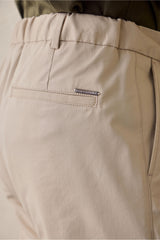 Beige, plissierte, elegante Freizeithose für Herren, klassische Passform