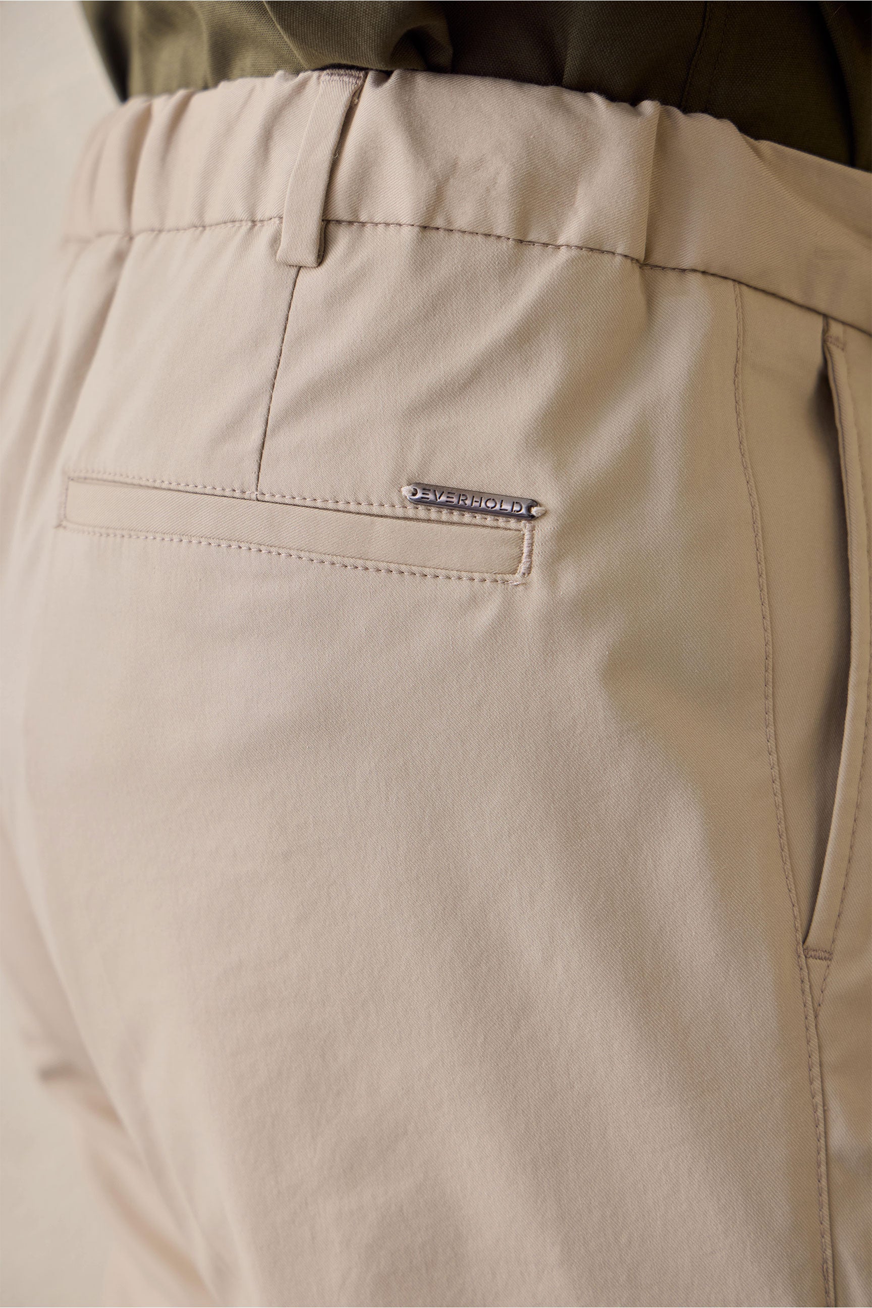 Beige, plissierte, elegante Freizeithose für Herren, klassische Passform
