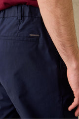Marineblaue, plissierte, elegante Freizeithose für Herren, klassische Passform