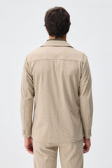 Beigefarbener Herren-Anzug aus weichem Jersey, elegant-lässig, bestehend aus Blazer und Hose