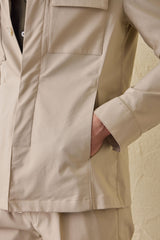 Beige Herren-Utility-Jacke, leichte Baumwollmischung, elegante Freizeitjacke
