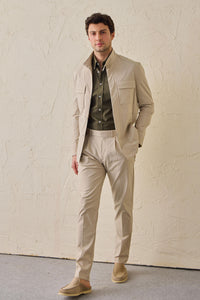 Beige Herren-Utility-Jacke, leichte Baumwollmischung, elegante Freizeitjacke