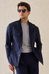 Herren-Utility-Jacke in Marineblau, leichte Baumwollmischung, elegante Freizeitjacke