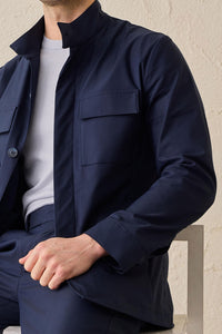 Herren-Utility-Jacke in Marineblau, leichte Baumwollmischung, elegante Freizeitjacke