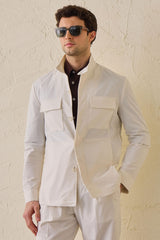 Weiße Herren-Utility-Jacke, leichte Baumwollmischung, elegante Freizeitjacke