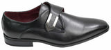 Mens Tan Brown Black Leather Shoes Italian Design Metal Buckle Slip On Smart