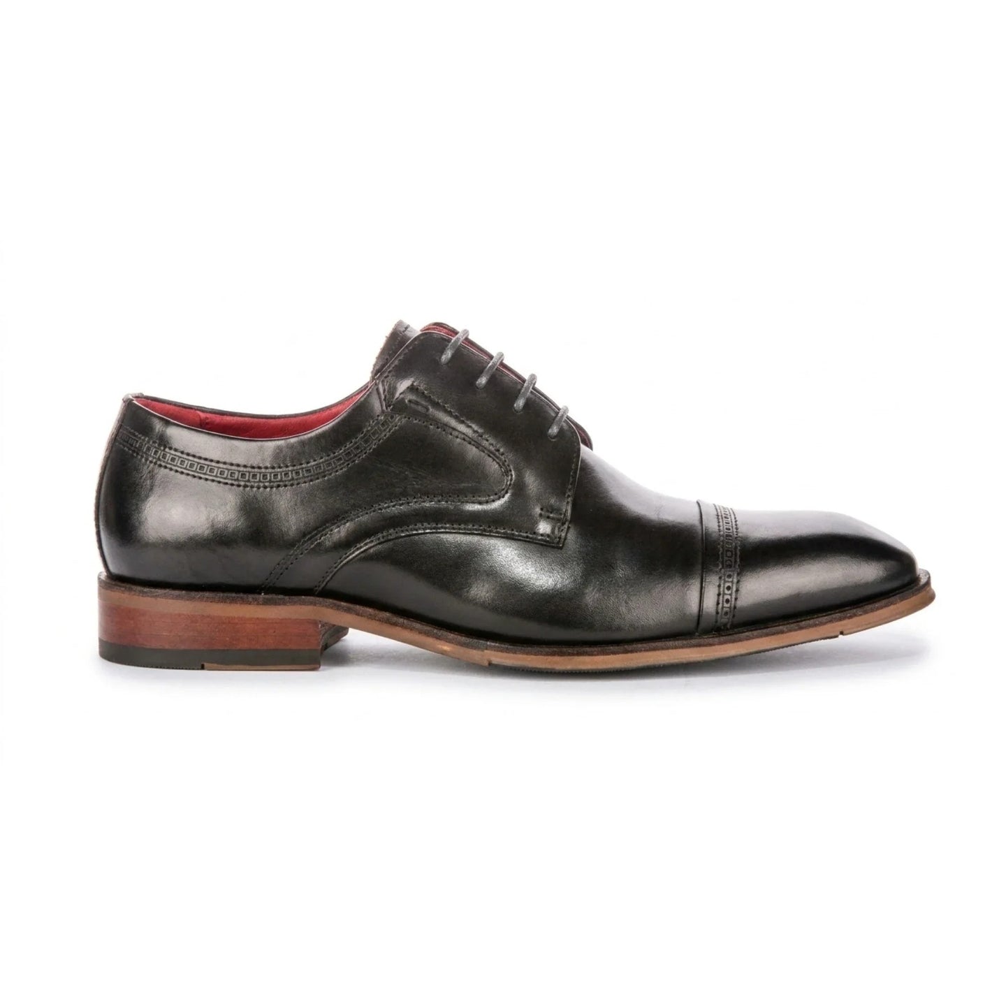 Everett - Schwarze Herren-Derbyschuhe aus poliertem Leder mit Kappe