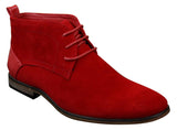 Mens Suede Desert Ankle Red Grey Brown Blue Boots Shoes Smart Casual Leather Laced