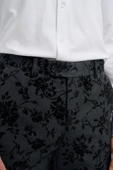 Schwarzer 3-teiliger Paisley-Samtanzug für Herren