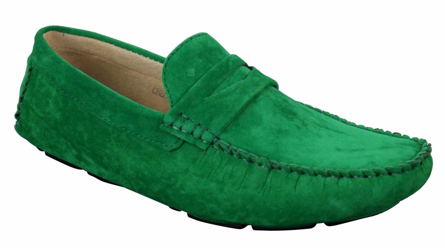 Mens Slip On Suede Leather Shoes Moccasin Loafers Smart Casual Brown Beige