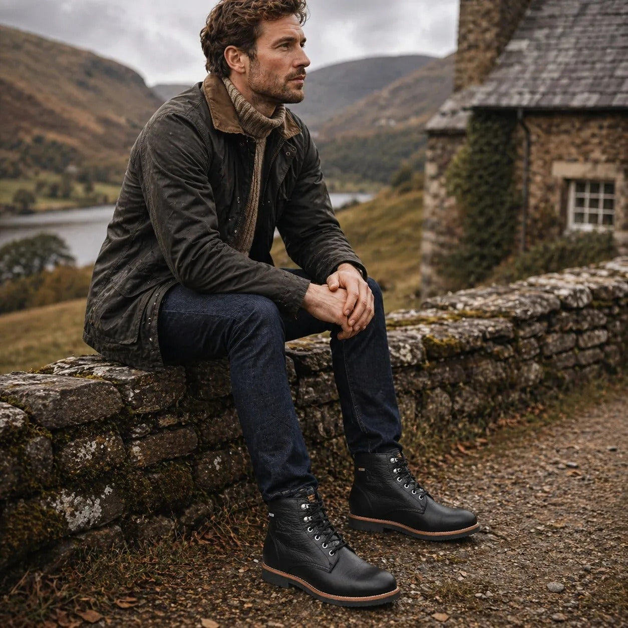 Glasgow GTX C3 – Schwarze, wasserdichte Herren-Ankle-Boots aus Leder