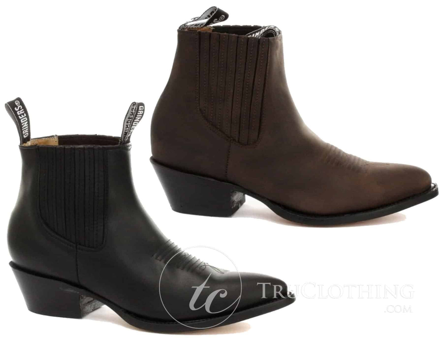 Mens Cowboy Ankle Boots Grinders Maverick Real Leather Western Riding Cuban