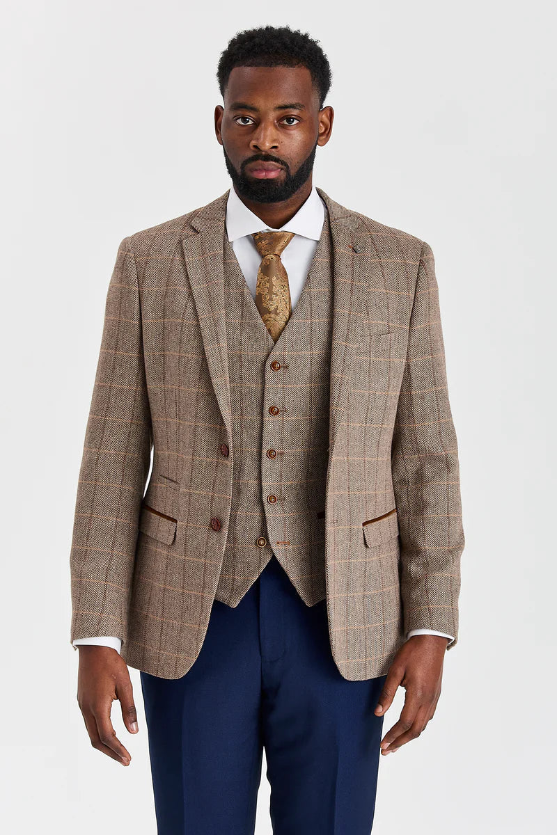 Harris Brown Tweedanzug mit kontrastierender Mayfair Navy Hose