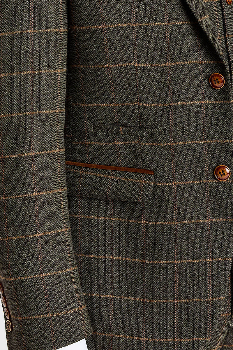 Harris - Grüner Tweed-Blazer mit Fischgrätmuster