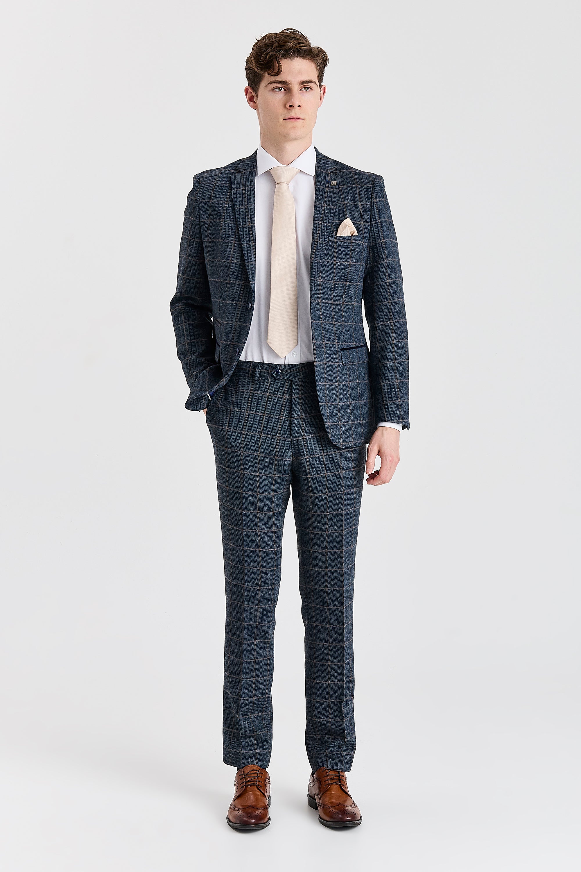 Harris – Herrenblazer aus marineblauem Tweed-Wollmischgewebe