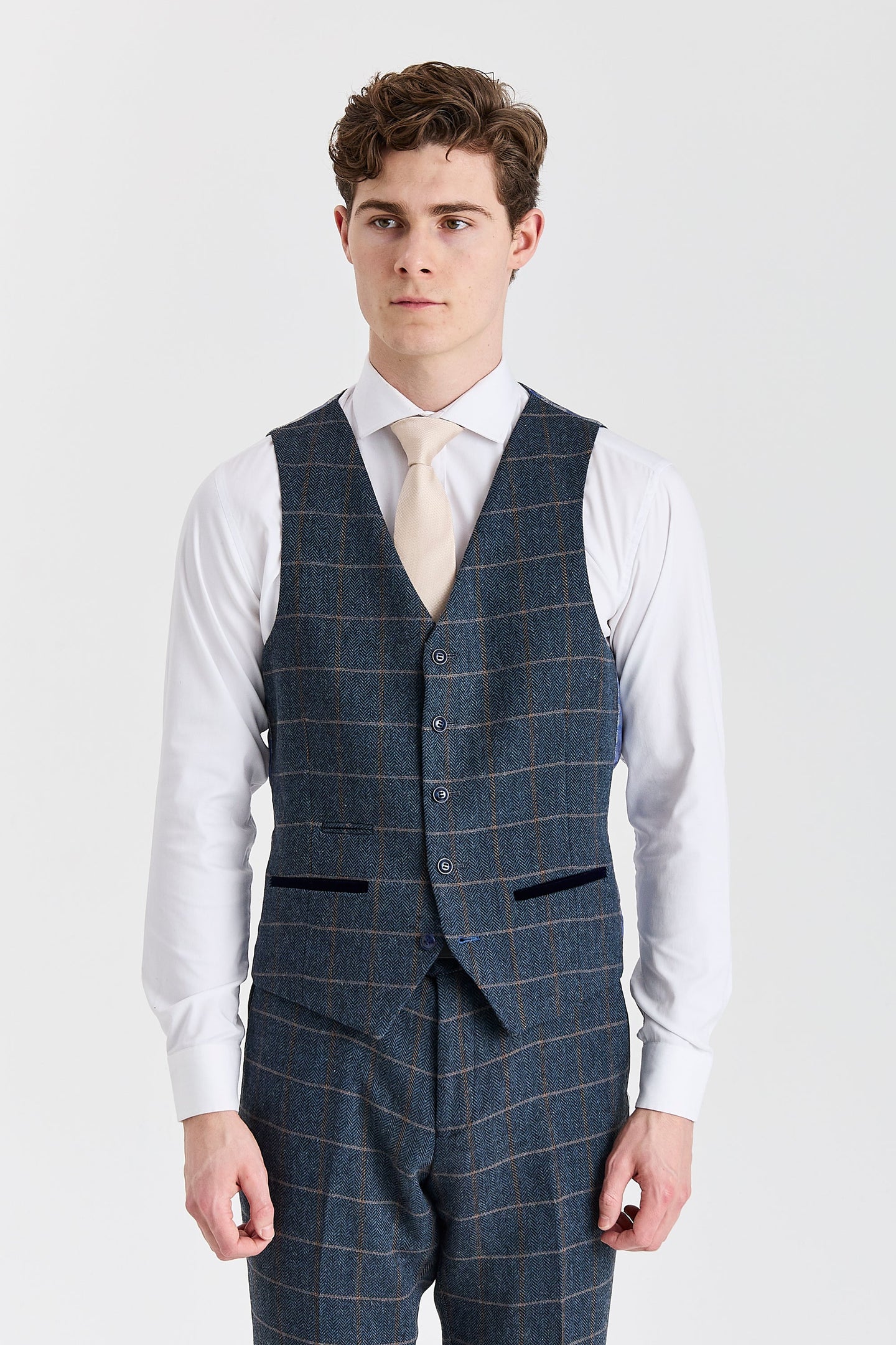 Harris - Herrenweste aus marineblauem Tweed-Wollmischgewebe