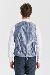 Harris - Herrenweste aus marineblauem Tweed-Wollmischgewebe