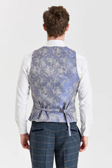 Harris-Tweedanzug in Marineblau mit kontrastierender Belmont-Weste in Silber