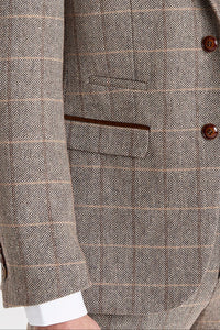 Harris - Tweed-Blazer in braunem Fischgrätmuster für Herren