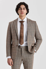 Harris - Tweed-Blazer in braunem Fischgrätmuster für Herren