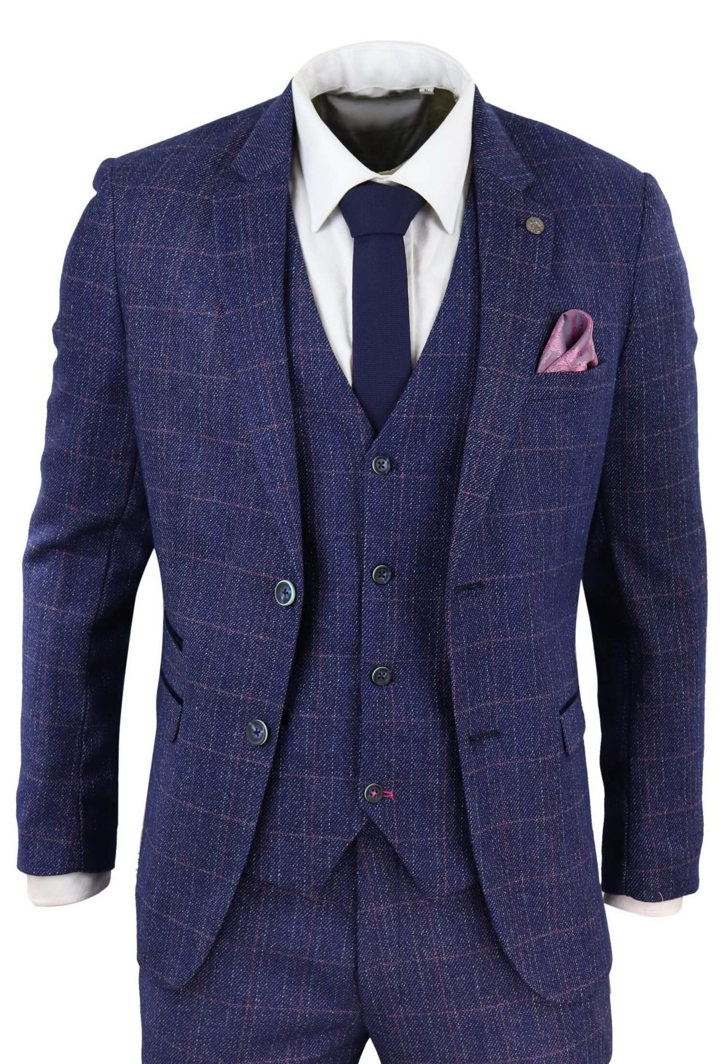 Blue 3 Piece Tweed Suit - Marc Darcy Harry