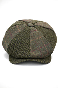 HT6325 - Herren-Newsboy-Mütze mit Fischgrätenmuster und 8 Paneelen aus Tweed-Mix