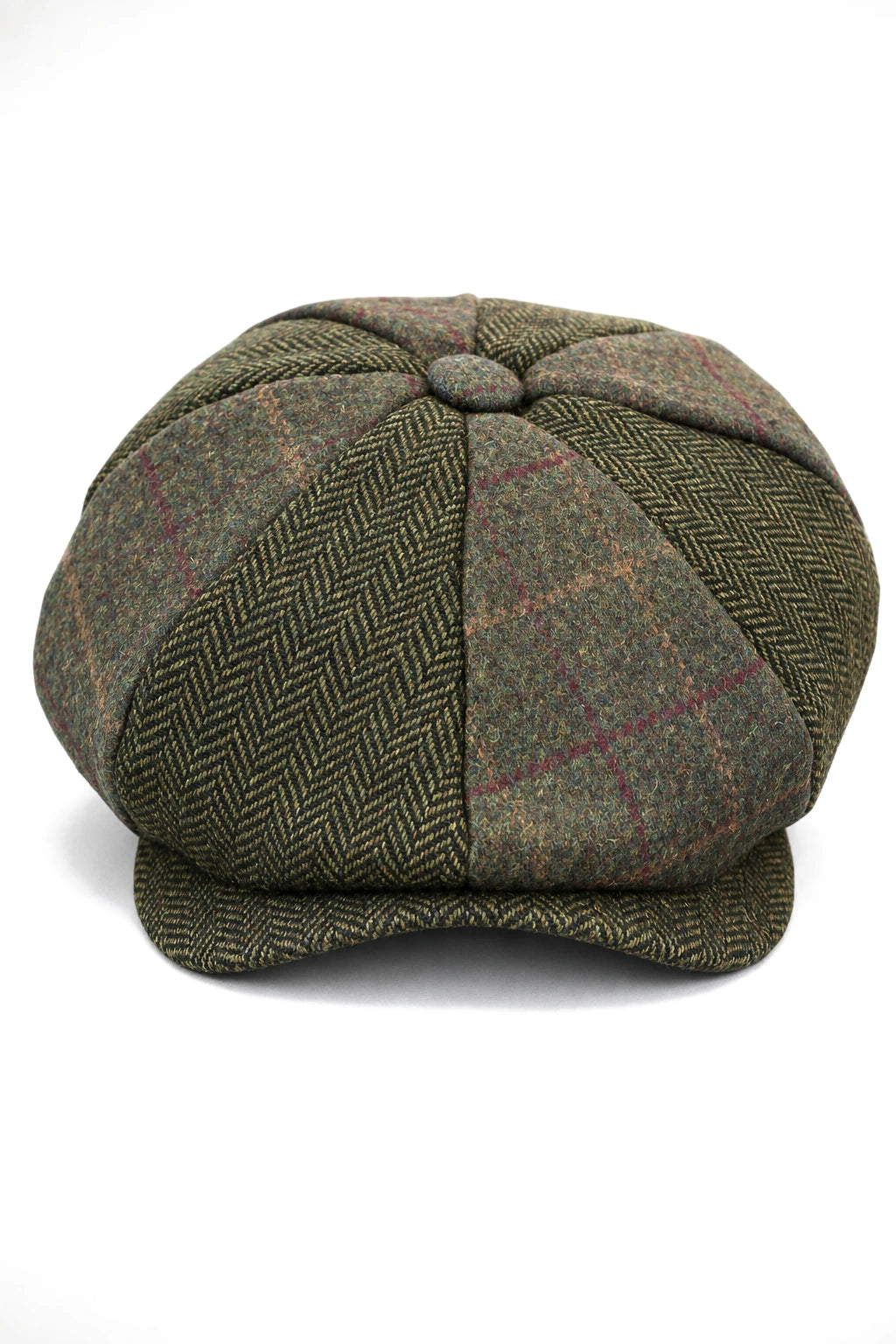 HT6325 - Herren-Newsboy-Mütze mit Fischgrätenmuster und 8 Paneelen aus Tweed-Mix