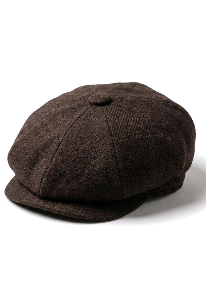 HT6363 - Herren Vintage Tweed Newsboy Peaky Blinders Cap - Braun/Wein