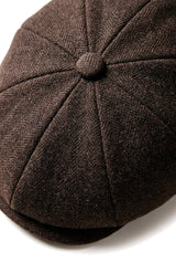 HT6363 - Herren Vintage Tweed Newsboy Peaky Blinders Cap - Braun/Wein