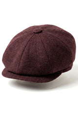 HT6363 - Herren Vintage Tweed Newsboy Peaky Blinders Cap - Braun/Wein