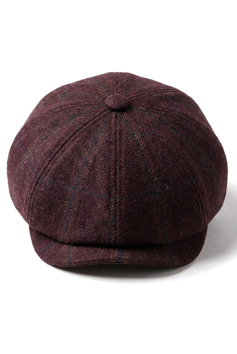 HT6363 - Herren Vintage Tweed Newsboy Peaky Blinders Cap - Braun/Wein