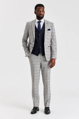 Hugo Grey Anzug mit Parker Navy Kontrastweste