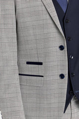 Hugo Grey Anzug mit Parker Navy Kontrastweste