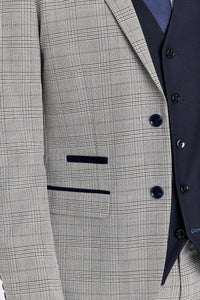Hugo Grey Anzug mit Parker Navy Kontrastweste
