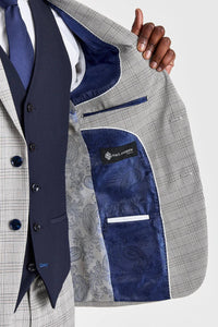 Hugo Grey Anzug mit Parker Navy Kontrastweste